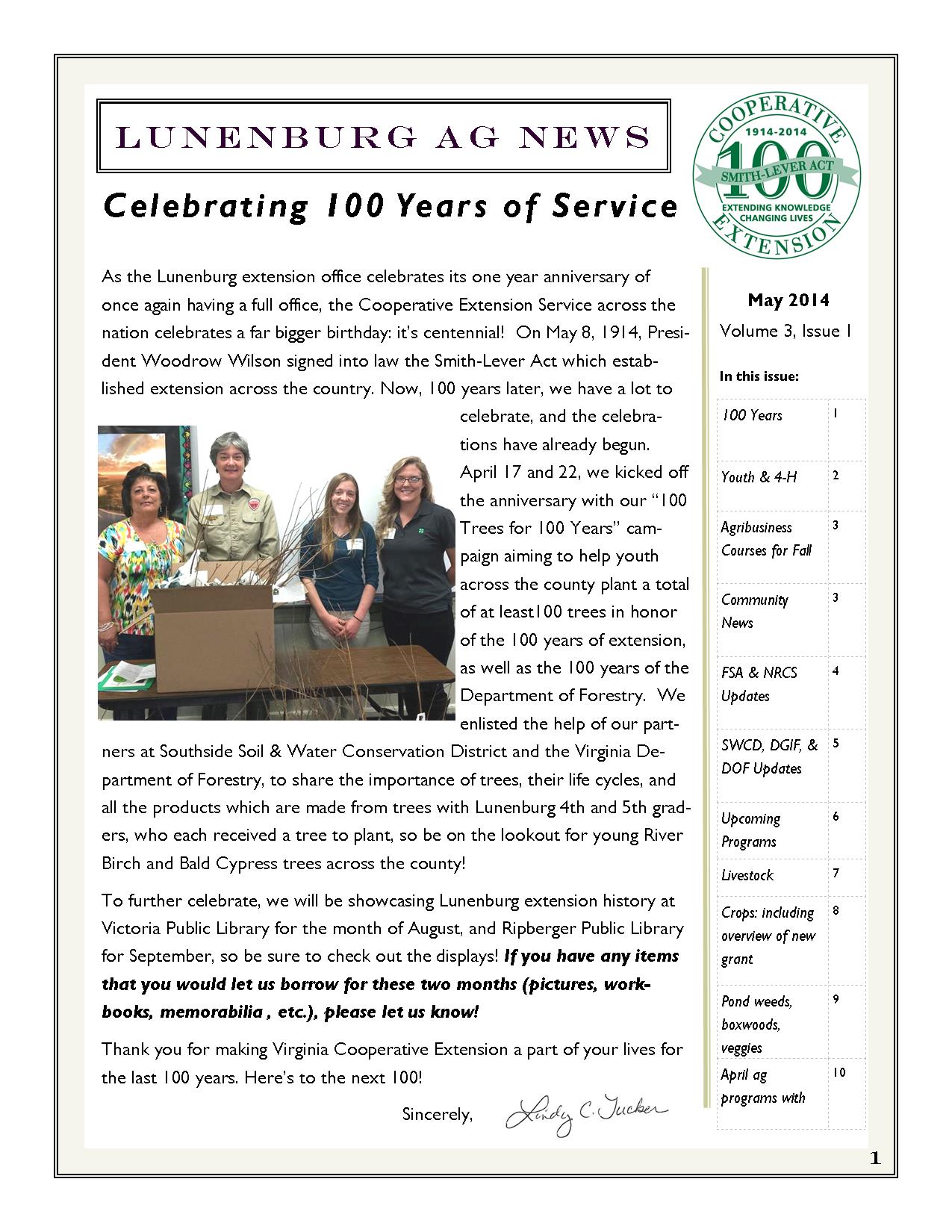 May 2014 Newsletter Page 1