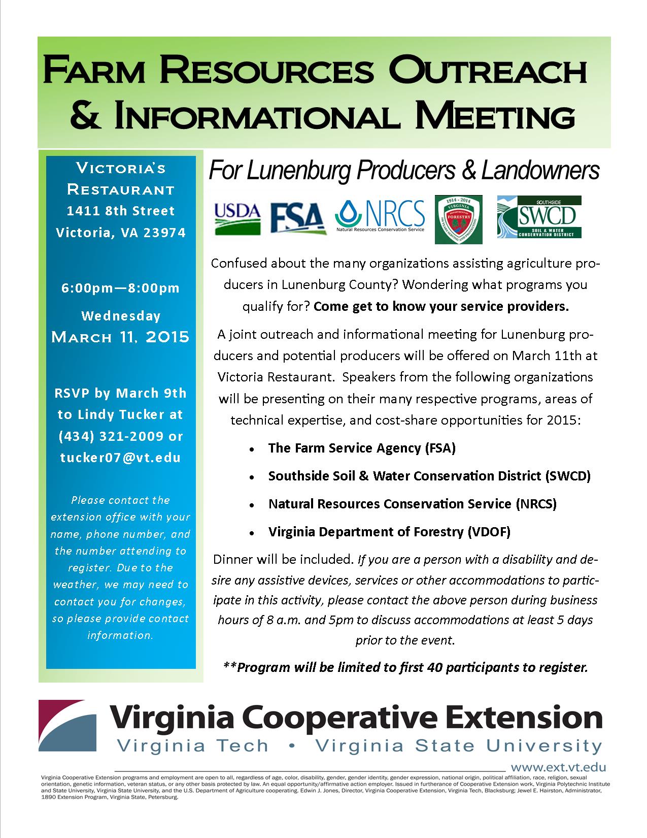 Farm Resources Outreach Meeting - March 11, 2015