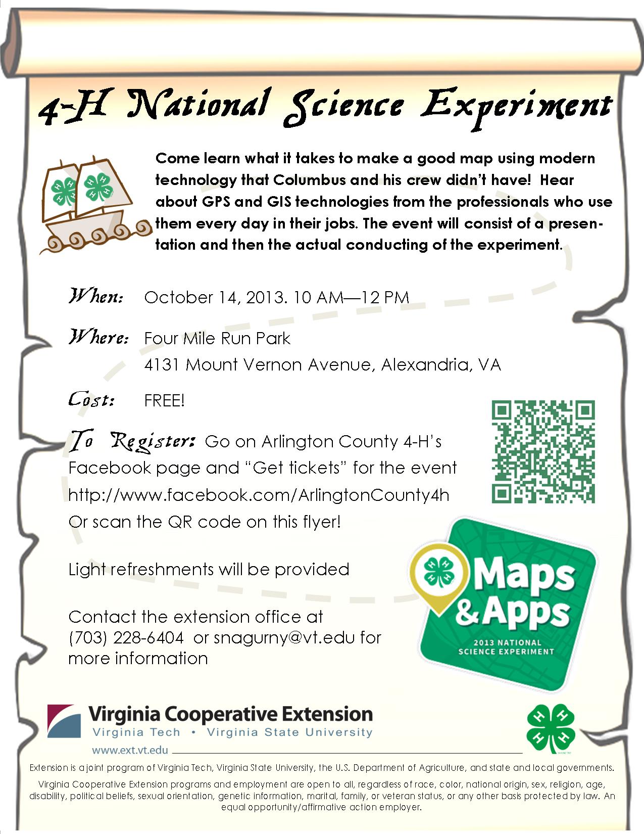 4-H National Youth Science Experiment! Arlington and Alexandria Virginia Cooperative Extension